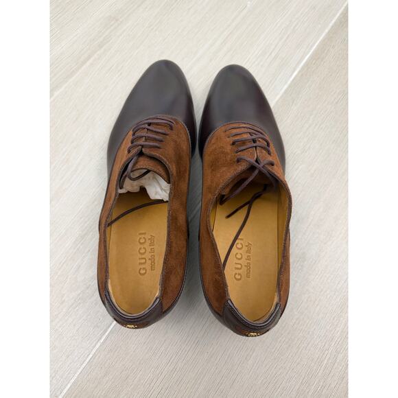 Gucci Men Lace up oxford shoe in double G Dark brown leather Size 8.5 main image 7
